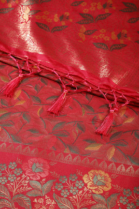 Persian Red Color South Soft Silk Woven Saree