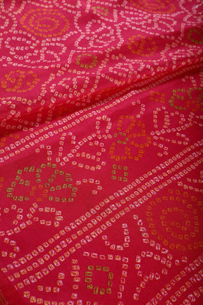 Magenta Pink Color Chiffon Bandhani Printed Saree