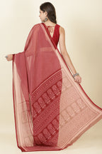 Maroon Georgette Printed Saree