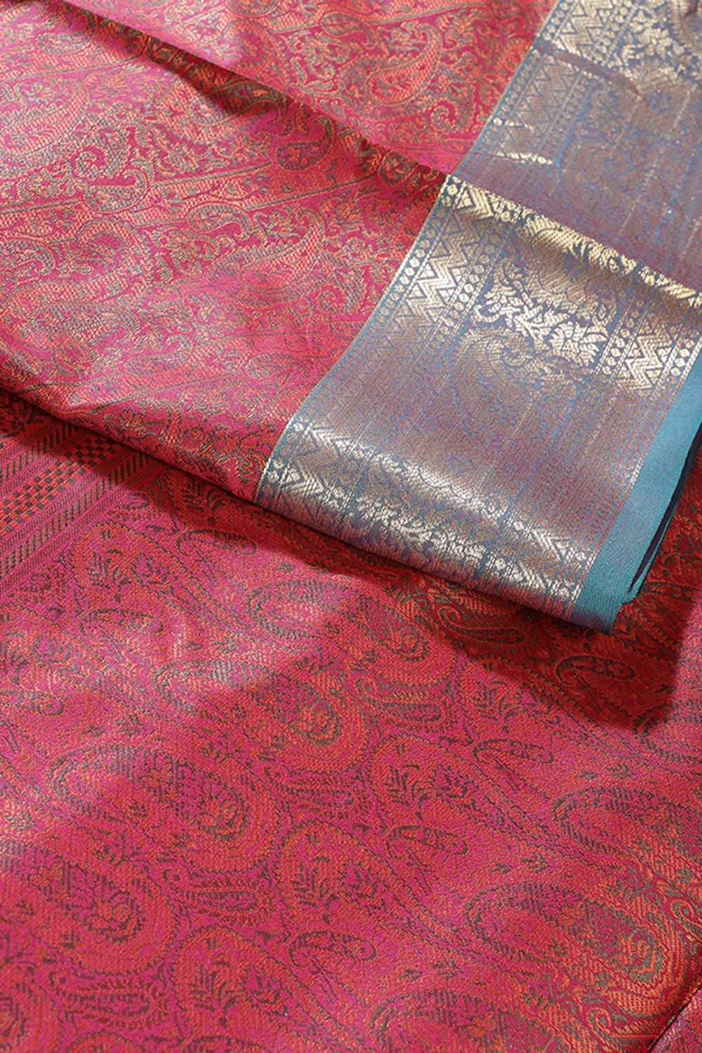 Magenta Cotton Silk Resham & Zari Woven Saree