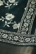Bottle Green Color Cotton Silk Block Printed Saree