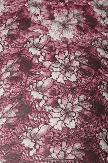 Wine Color Chiffon Floral Printed Saree