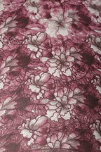 Wine Color Chiffon Floral Printed Saree