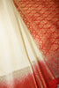 Cream & Red Ombré  Silk Zari Woven Saree
