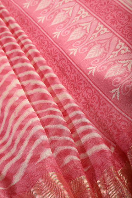 Pink Color Chiffon Leheriya Printed Saree