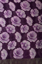 Purple Chiffon Floral Printed Saree