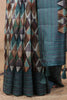 Teal Color Tussar Cotton Printed Saree