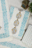 Cream & Blue Printed And Resham Embroidered Unstitched Suit Fabric