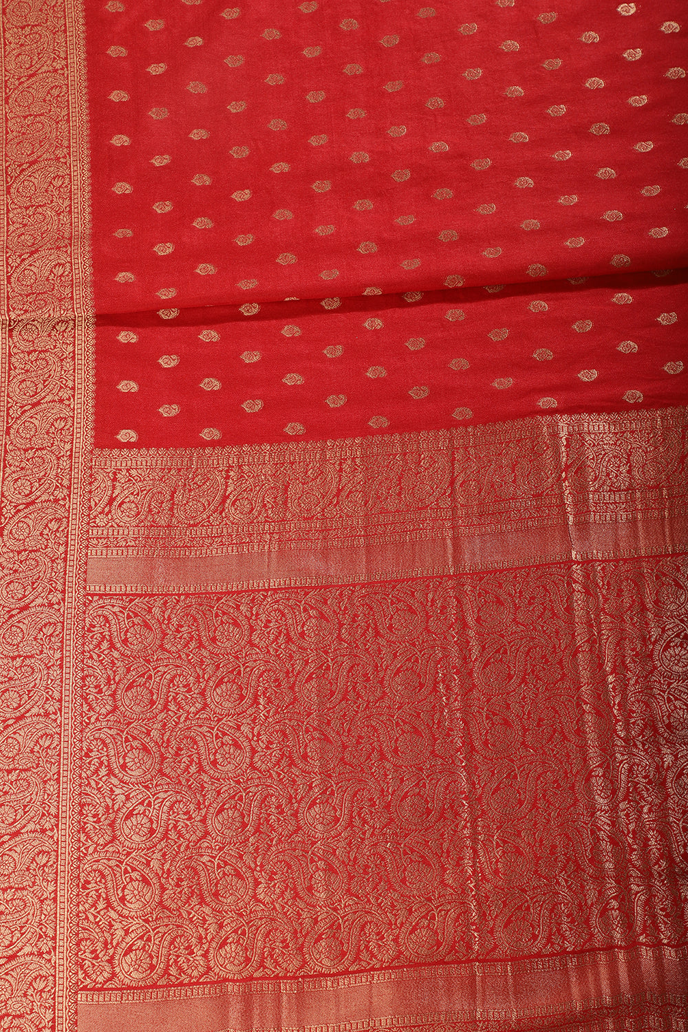 Red Silk Zari Buta Woven Saree