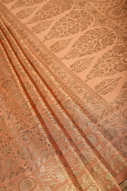 Dusty Peach Colour South Silk Heavy Woven Saree