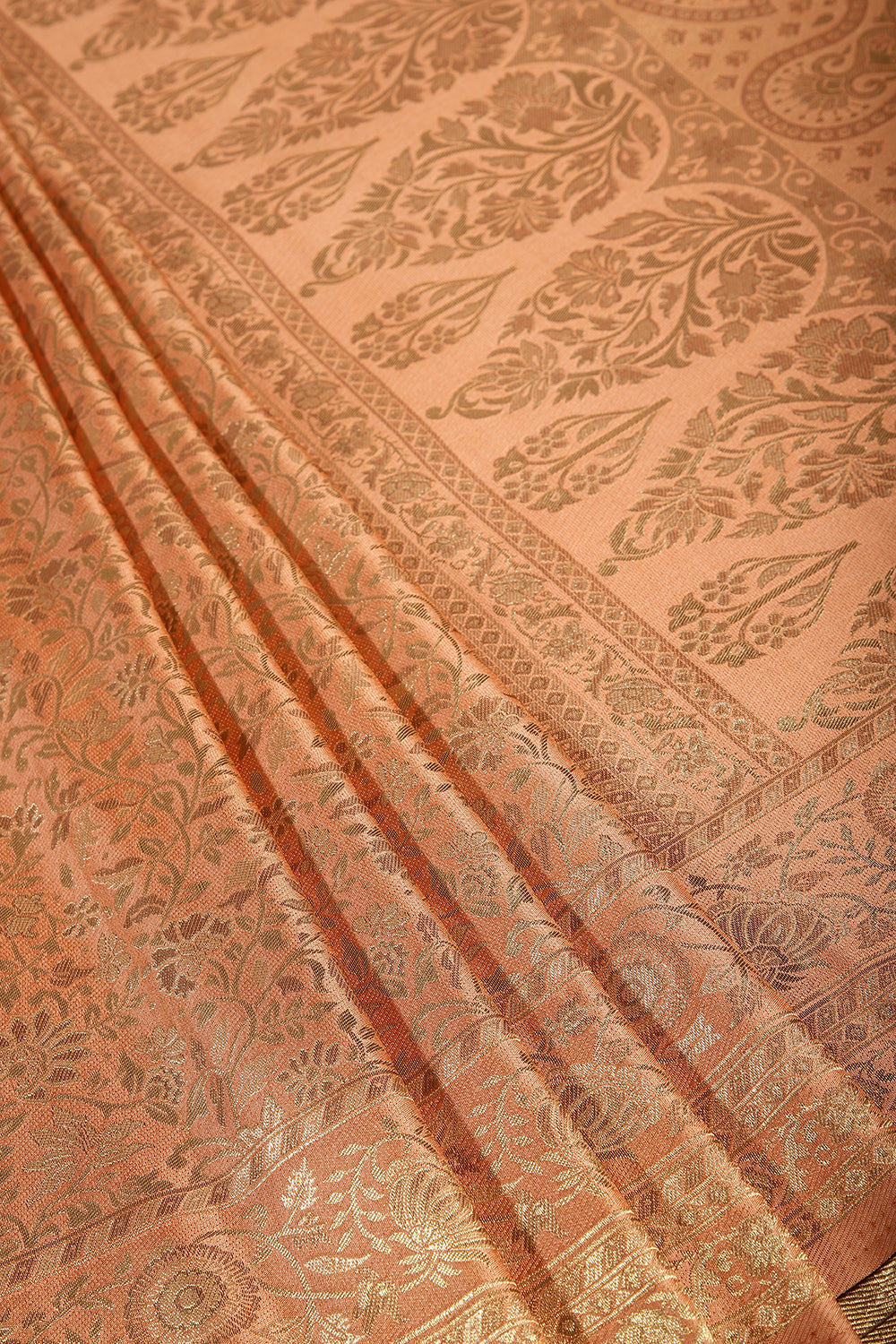 Dusty Peach Colour South Silk Heavy Woven Saree