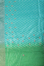 Turquoise Jaipuri Silk Leheriya Printed And Embroidered Saree