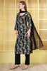 Black Floral Printed Cotton Suit Set