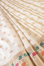 Cream Color Silk Resham & Zari Woven Saree