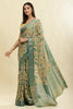 Sea Green & Beige Cotton Silk Floral Boota Printed Saree