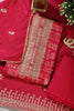 Cardinal Red Digital Printed & Neck Embroidered Cotton Unstitched Suit