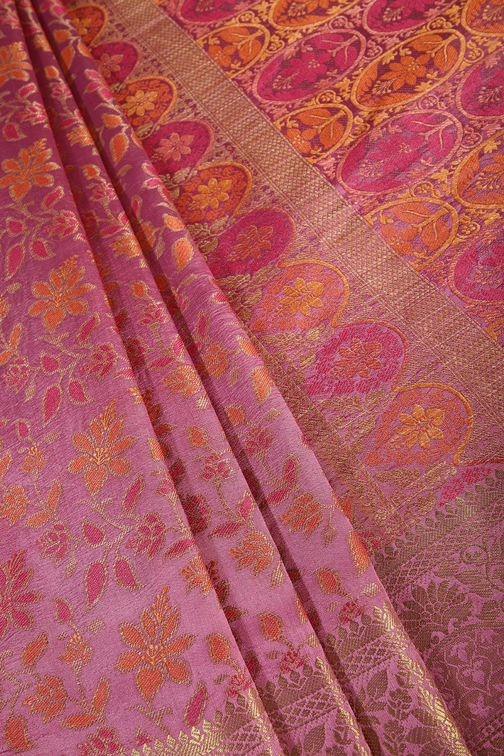 Mauve Color Tussar Woven Silk Saree