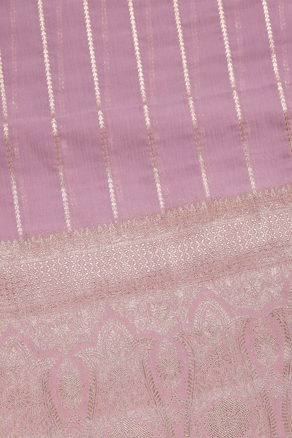 Lavender Color Georgette Saree with Zari Pinstripes