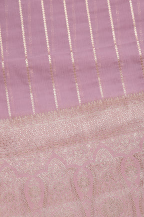 Lavender Color Georgette Saree with Zari Pinstripes