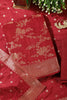 Maroon Banarsi Floral Woven Silk Unstitched Suit Fabric