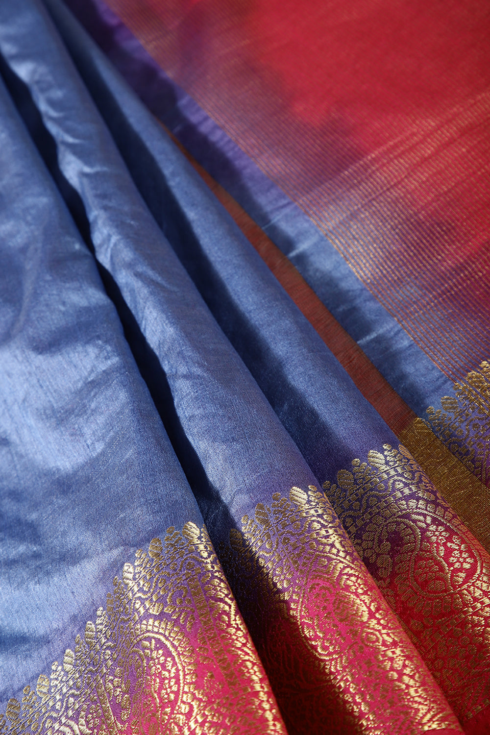 Metalic Blue Color Cotton Silk Saree