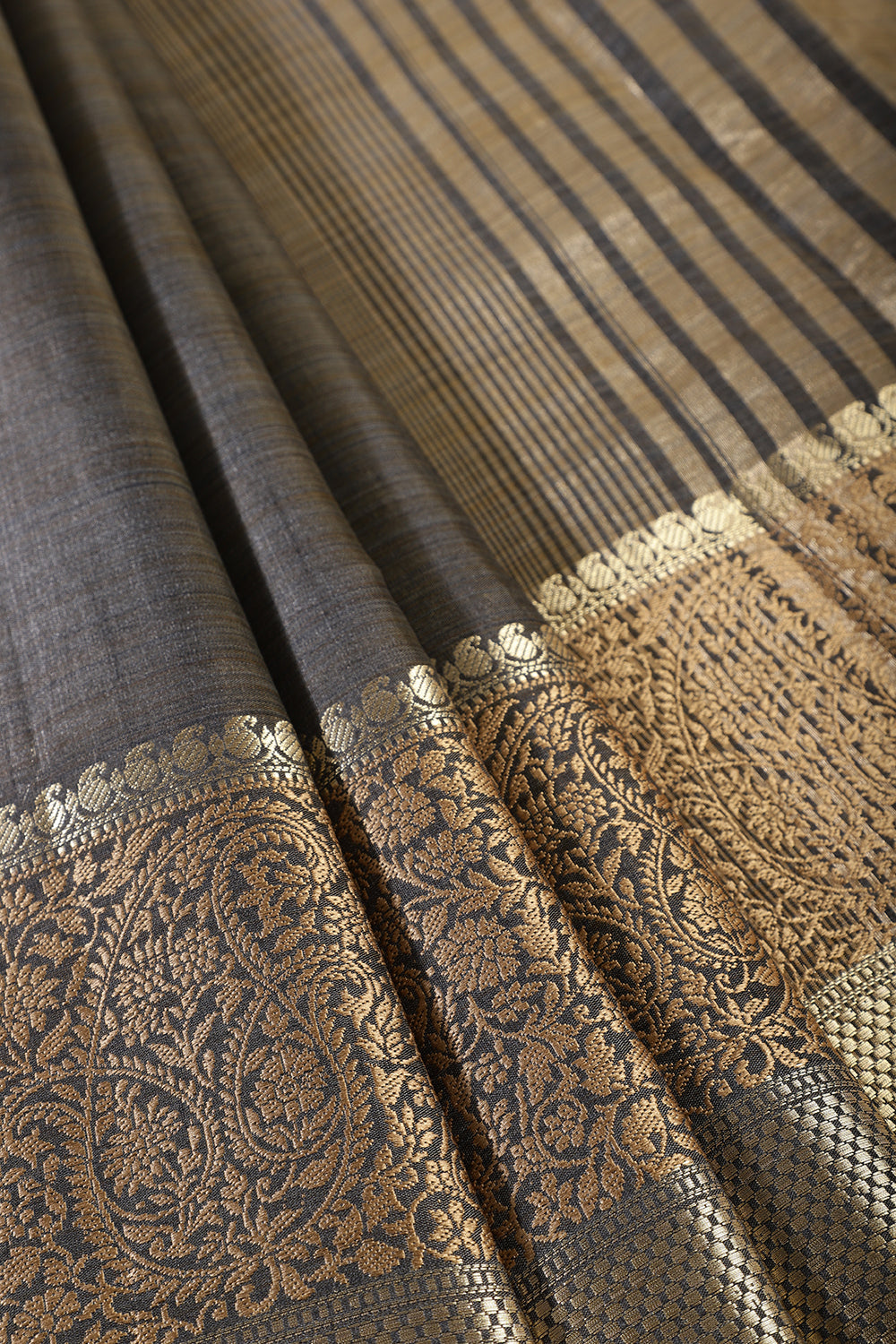 Black Cotton Silk Woven Saree