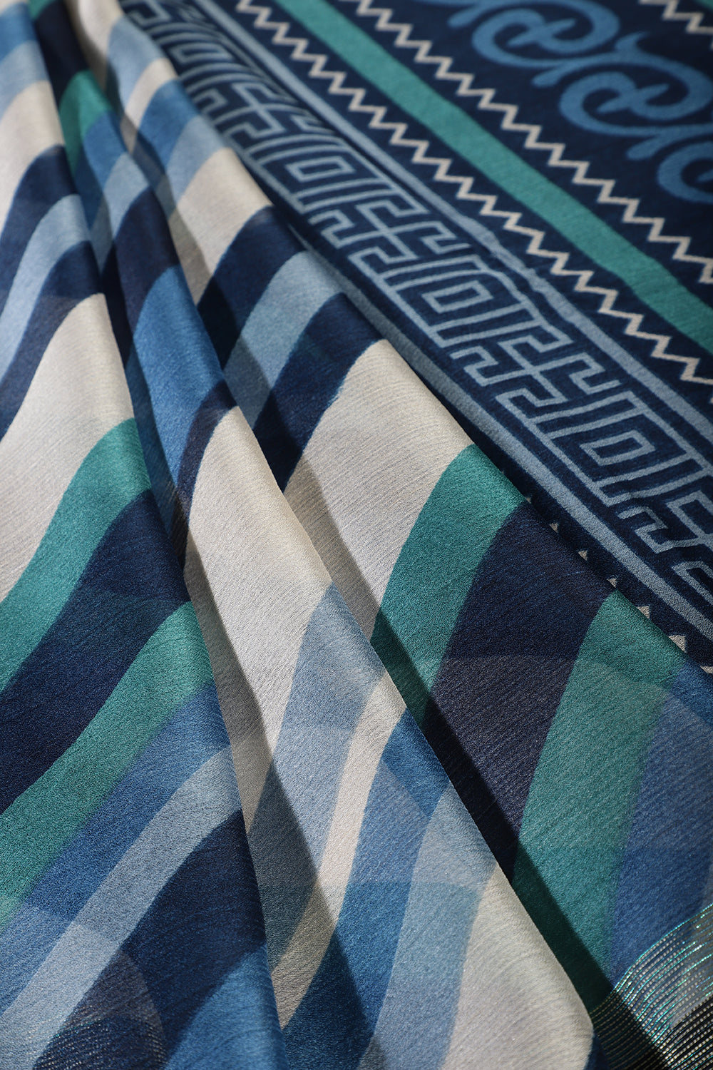 Navy Color Chiffon Printed Saree