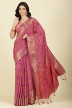 Mauve Color Tussar Woven Silk Saree
