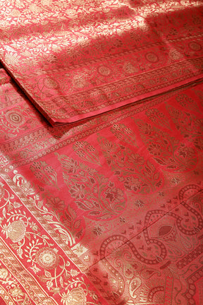 Persian Red Colour South Silk Heavy Woven Saree