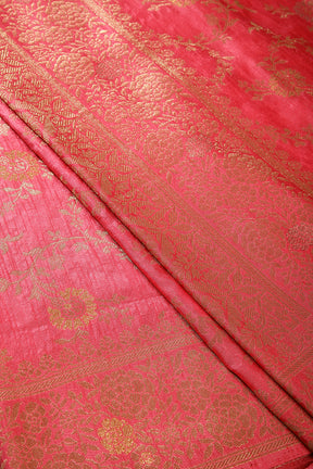 Light Carmine Pink Color Raw Silk Zari Woven Saree