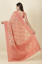Beige Cotton Resham Woven Saree