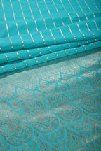 Firozi Color Georgette Saree with Zari Pinstripes
