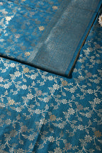 Blue Floral Zaal Woven Silk Banarasi Saree