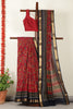 Burgundy Kalamkari Printed Cotton Saree