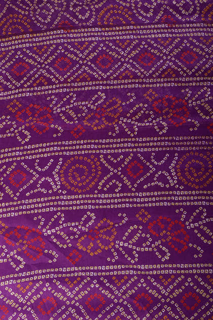 Purple Chiffon Bandhani Printed Saree
