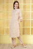 Beige Cotton Resham Embroidered Kurta Set