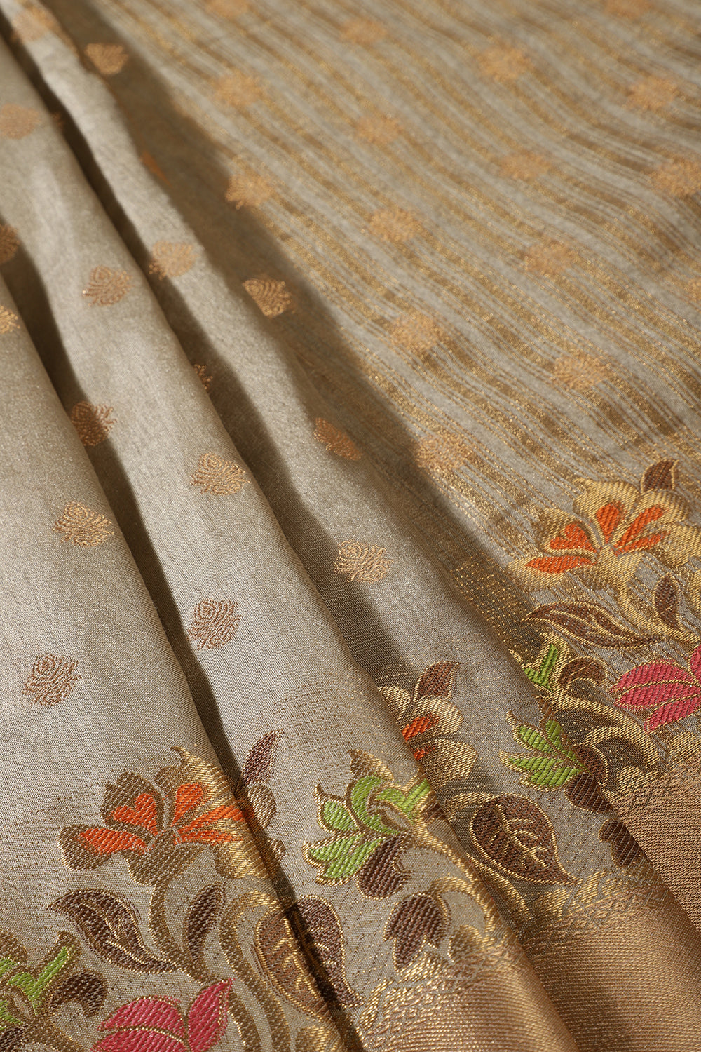 Beige Color Silk Resham & Zari Woven Saree