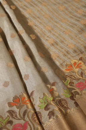 Beige Color Silk Resham & Zari Woven Saree