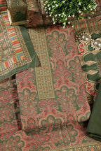 Green Colour Pashmina Digital Printed Unstitched Suit Fabric
