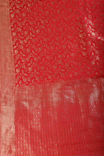 Red Lightweight Banarasi Silk Weaving Saree