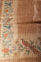 Brown Tussar Silk Printed Saree