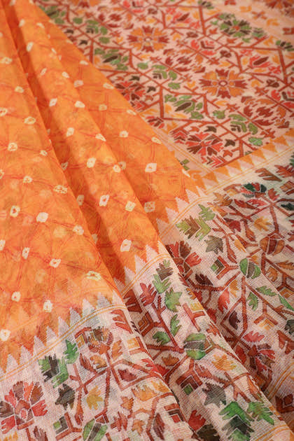 Mustard Printed Chiffon Saree