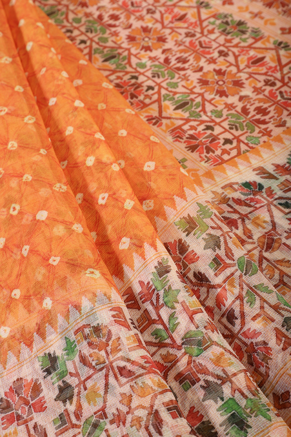 Mustard Printed Chiffon Saree