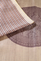 Beige And Grey Tussar Silk Printed Saree