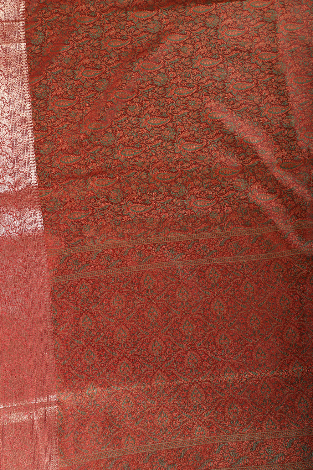 Maroon Paper Silk Floral and Paisley Resham & Zari Woven Saree