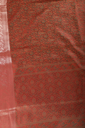 Maroon Paper Silk Floral and Paisley Resham & Zari Woven Saree