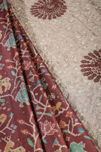 Maroon Tussar Silk Printed Saree