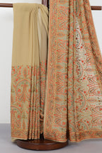 Beige Georggette Resham Embroidered And Swaroski Work Saree