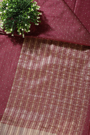 Dark Scarlet Zari Woven Silk Saree