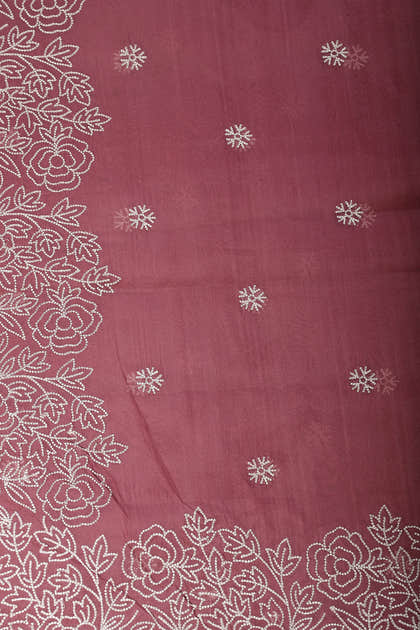 Light Maroon Tissue Resham Embroidered Saree